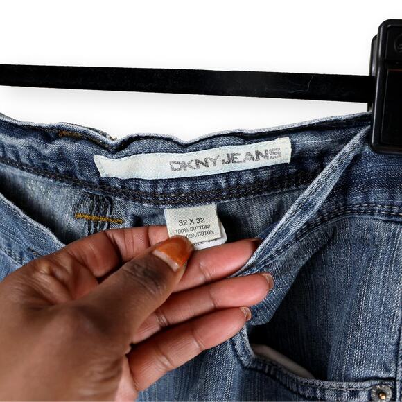 DKNY Womens Medium Wash Blue Jeans Distressed 32 x 32 - Picture 7 of 7